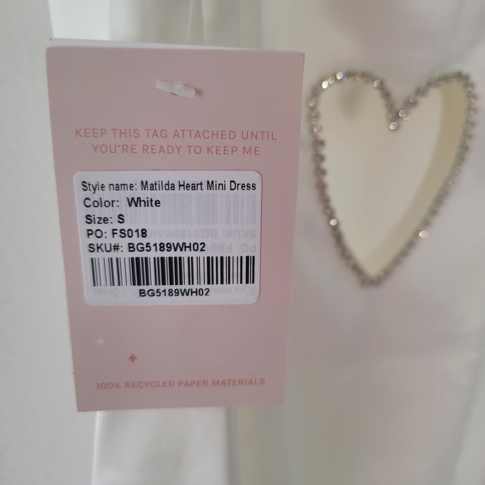 Birdy Grey White Backless Dress with Heart Detail Size S - Picture 9 of 16